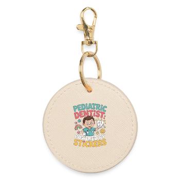 Pediatric Dentist Powered By Stickers Oral Health - Round Keyring - oyster - Front