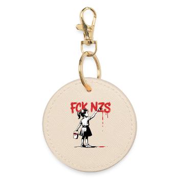 F*ck Nazis - Antifascist Tee - Round Keyring - oyster - Front