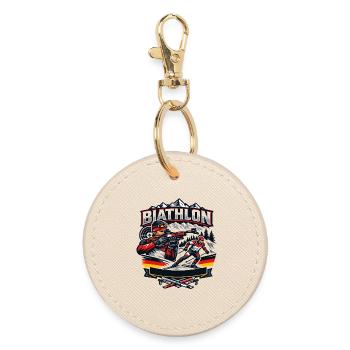 Cadeau de biathlon pour les sports d’hiver - Porte-clés rond - huître - Devant