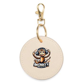 Monkey Beats Headphones DJ - Round Keyring - oyster - Front