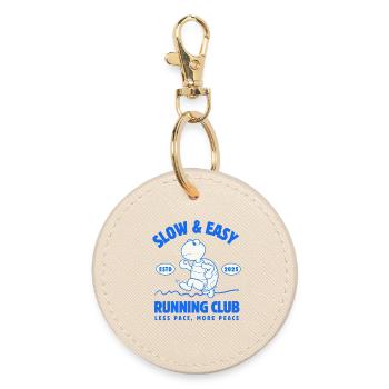 Slow & Easy Running Club - Round Keyring - oyster - Front