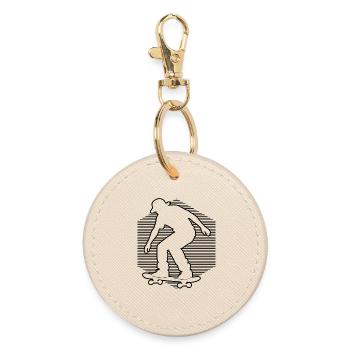Skateboarding vibes for skaters - Round Keyring - oyster - Front