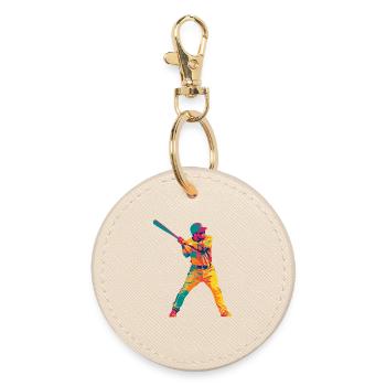 Pop-Art Baseball-Schwung - Runder Schlüsselanhänger - Auster - Vorne