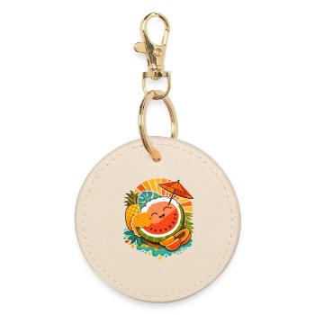 Illustration joyeuse de fruits tropicaux - Porte-clés rond - huître - Devant