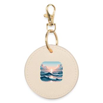 Sunset waves at the ocean - Round Keyring - oyster - Front