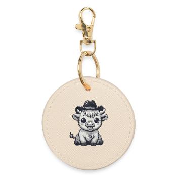 Adorable Cowboy Cowhide - Round Keyring - oyster - Front