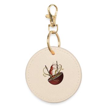 Shrimp Ramen Shirt – Japanese Noodles Art Tee - Round Keyring - oyster - Front