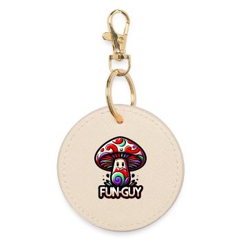 Psychedelic Mushroom Fun Guy - Round Keyring - oyster - Front