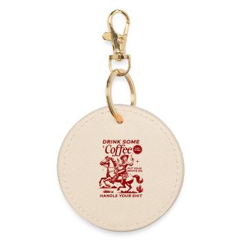 Drink Some Coffee, Handle Your Shit - Round Keyring - oyster - Front