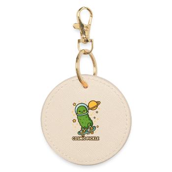 Cosmic Cucumber on Skateboard - Round Keyring - oyster - Front