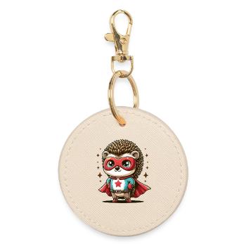 Hedgehog Hero Cape - Round Keyring - oyster - Front