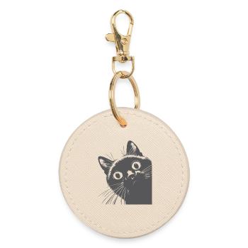 Black cat - Round Keyring - oyster - Front