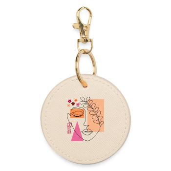 Art minimaliste du visage abstrait de la femme - Porte-clés rond - huître - Devant
