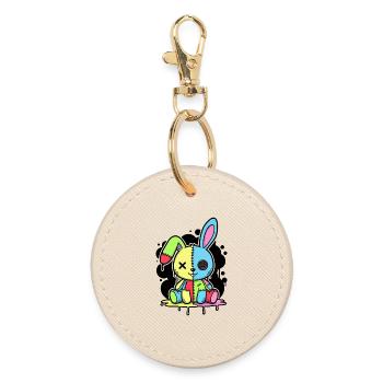 Goth Bunny Horror Rabbit Gothic Creepy Creepy - Round Keyring - oyster - Front