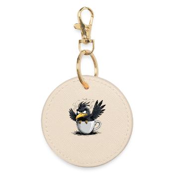 Morning grouch coffee no desire raven bad mood - Round Keyring - oyster - Front
