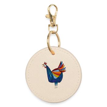 Fans de poulet - Coq - Coq - Poulet fleur - Bio - Porte-clés rond - huître - Devant
