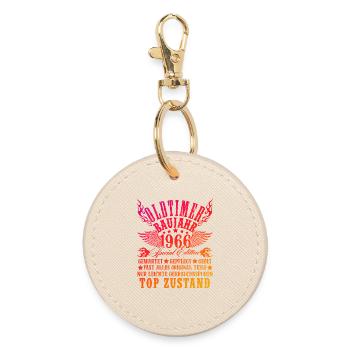 60th Birthday 60 Years Decoration 1965 Gift Funny - Round Keyring - oyster - Front