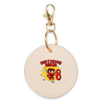 Birthday Ninja 8 Year Old Birthday Party Gift - Round Keyring - oyster - Front
