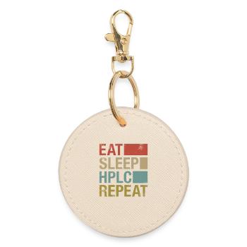 HPLC Performance Chromatography Retro Sleep Repeat - Round Keyring - oyster - Front
