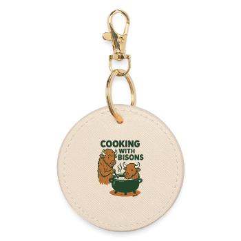 Cooking with Bisons - Round Keyring - oyster - Front