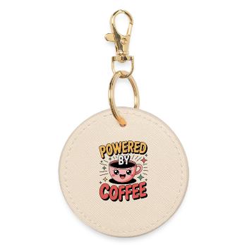 Kaffee-Liebhaber süß Powered by Coffee - Runder Schlüsselanhänger - Auster - Vorne