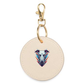 Neon Greyhound Icon - Round Keyring - oyster - Front