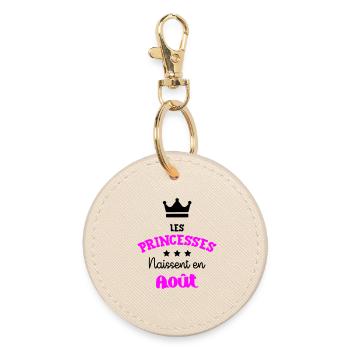 Princesse née en Août Joli Cadeau Anniversaire - Porte-clés rond - huître - Devant
