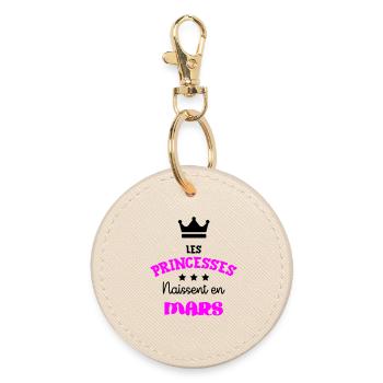 Princesse née en Mars Super Cadeau Anniversaire - Porte-clés rond - huître - Devant