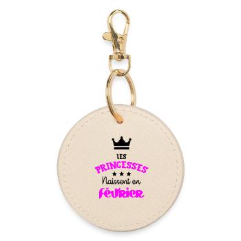 Princesse née en Février Cadeau Anniversaire - Porte-clés rond - huître - Devant