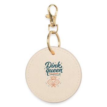 Pickleball Dink Queen Court Commander player - Round Keyring - oyster - Front