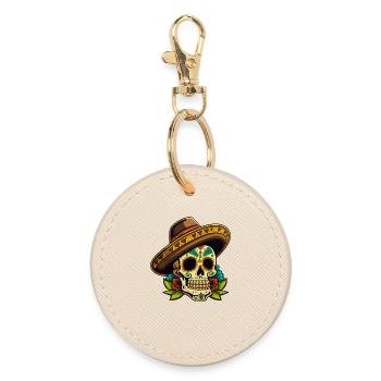 Sombrero de crâne de sucre Art floral - Porte-clés rond - huître - Devant