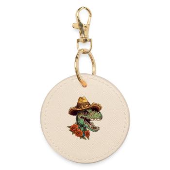 Mexican Sugar Skull Sombrero Trex - Round Keyring - oyster - Front