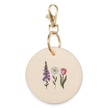 Foxglove Daisy Tulip III - Round Keyring - oyster - Front