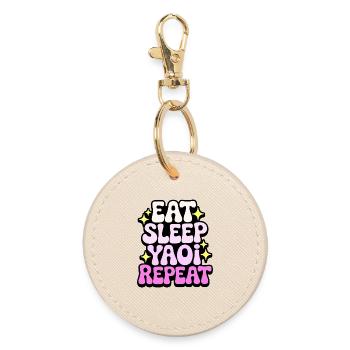 Eat Sleep Yaoi Repeat - Round Keyring - oyster - Front