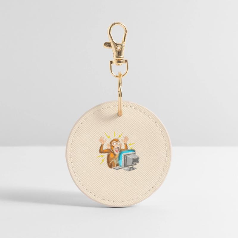 Monkey Computer Outbreak Round Keyring