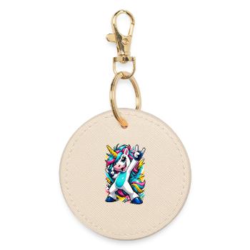 Motif de bande dessinée licorne colorée avec ambiance fête - Porte-clés rond - huître - Devant