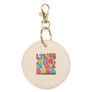 I Teach Kids To Talk Back Speech Language - Round Keyring - oyster - Front