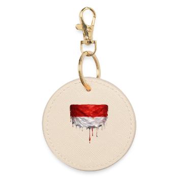 Dripping Indonesian flag - Round Keyring - oyster - Front