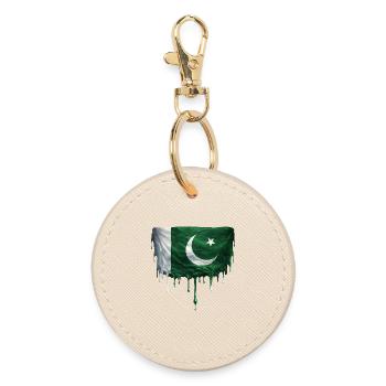 Pakistan Flag Colorful Color - Round Keyring - oyster - Front