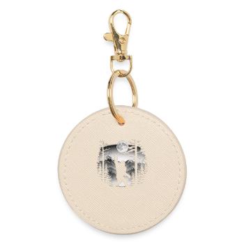 Bigfoot Rock On Sign Sasquatch Yeti Rock And Roll - Round Keyring - oyster - Front