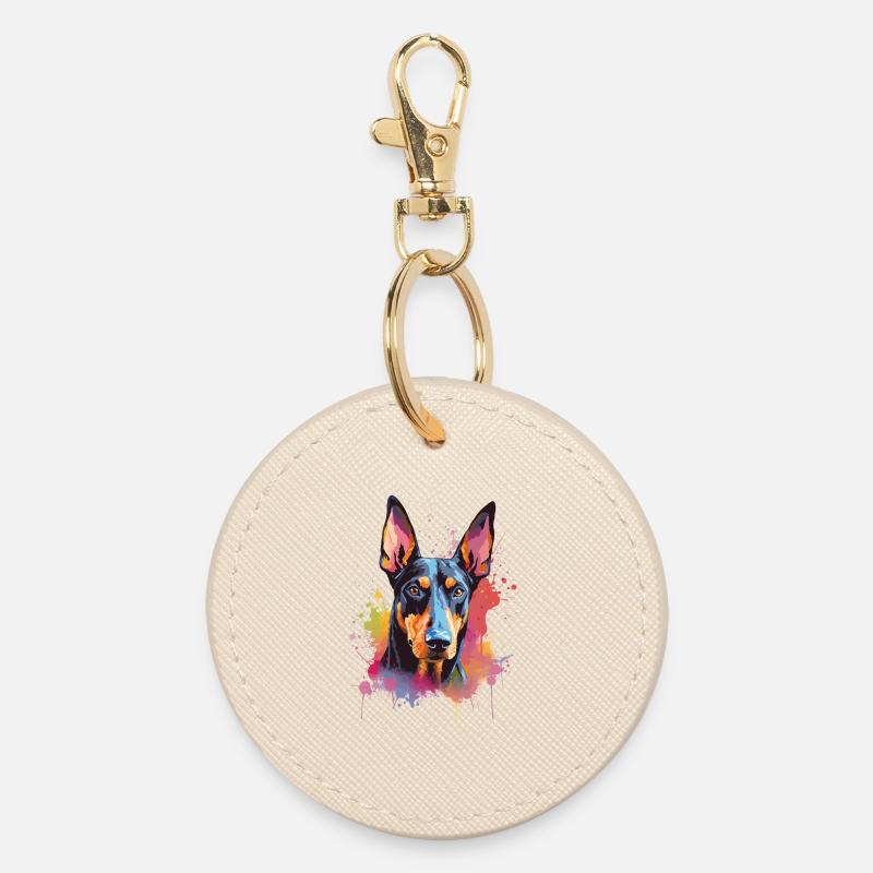 Art éclaboussuré de Doberman Pinscher Dog Coloré - Porte-clés rond - huître