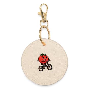 Tomate drôle à vélo pour enfants - Porte-clés rond - huître - Devant