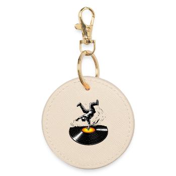 Hip Hop Breakdance Vinyl Street Design - Round Keyring - oyster - Front
