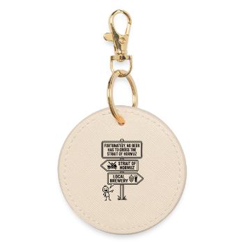 Fortunately No Beer Strait of Hormuz Humor - Round Keyring - oyster - Front