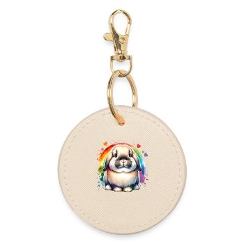 Zwergwidder Kaninchen Geschenk - Runder Schlüsselanhänger - Auster - Vorne