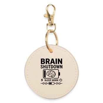 Brain Shutdown Sleep Mode Humor Battery Empty - Round Keyring - oyster - Front