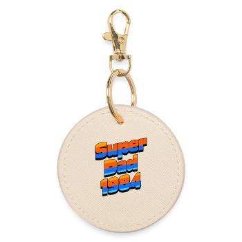 Super Papa 1984 – Cadeau de fête des pères au style rétro des années 80 - Porte-clés rond - huître - Devant
