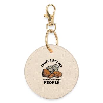 Taking a sick day Baby Monkey Punch - Round Keyring - oyster - Front
