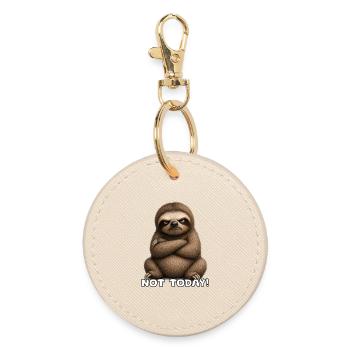 Not Today Sloth Attitude - Round Keyring - oyster - Front