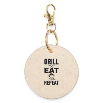 Grill Eat Repeat – The must-have for grill masters - Round Keyring - oyster - Front
